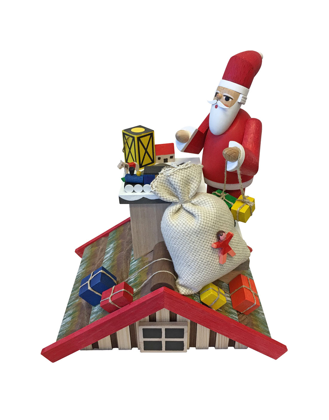 2601 - Richard Glaesser Incense Burner - Santa on Roof - Presents - 8"H x 7"W x 4.75"D