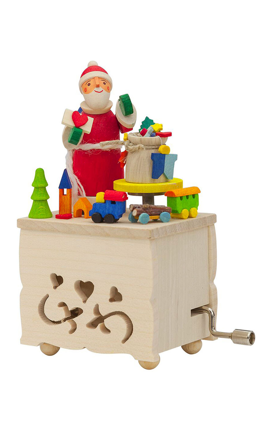 150 - Graupner Music Box - Santa with Toys - Handcrank - 4.75"H x 2.75"W x 2"D