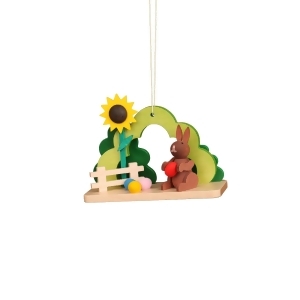 11-0607 - Christian Ulbricht Ornament - Rabbit With Sunflower - 2,25"H x 2.8"W x 1.15"D