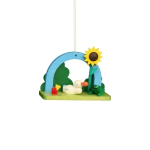 11-0609 - Christian Ulbricht Ornament - Duck and Frog With Sunflower - 2.1"H x 2.8"W x 1.15"D