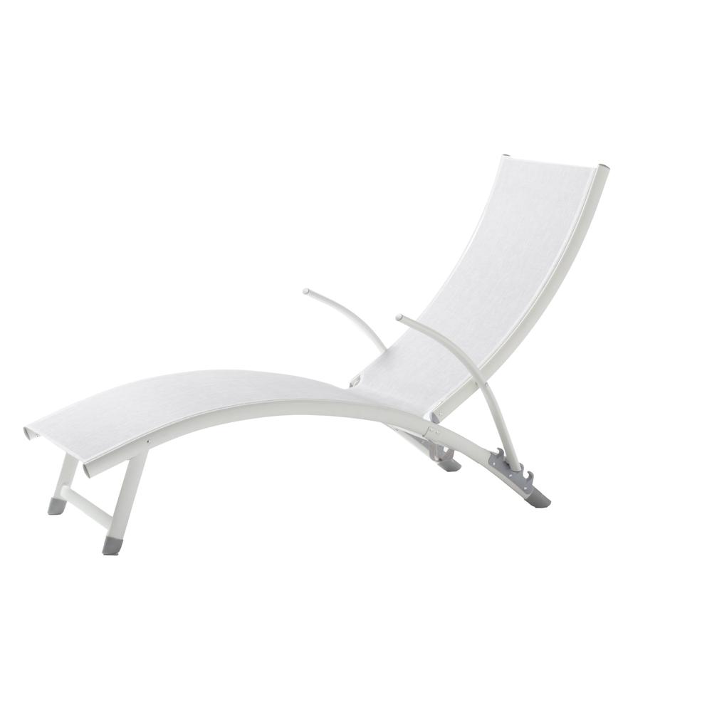 SET OF TWO Poolside Stackable/Foldable Chaise Lounge- Loft White