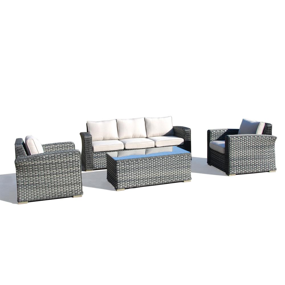 Palisades All Weather Wicker 4 Piece Seating Group with Cushions
