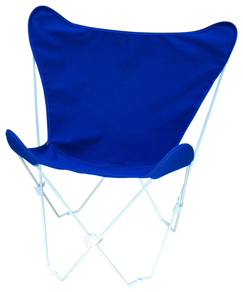 Butterfly Chair And Cover Combination With White Frame - Royal Blue