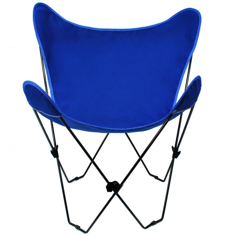 Butterfly Chair and Cover Combination With Black Frame, Royal Blue