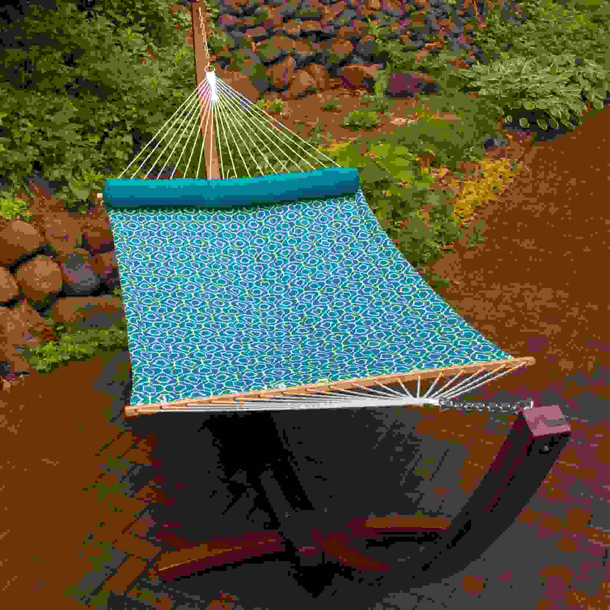 12 Foot Wooden Arc Stand w/Quilted Hammock and Pillow