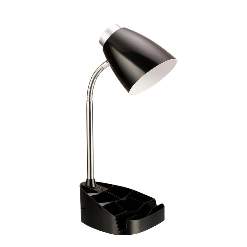 Simple Designs Black Gooseneck Organizer Desk Lamp with iPad Stand or Book Holder