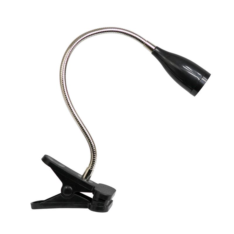 Simple Designs Flexible Gooseneck LED Clip Light Black