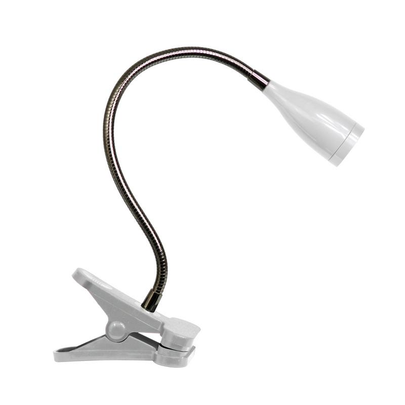 Simple Designs Flexible Gooseneck LED Clip Light White