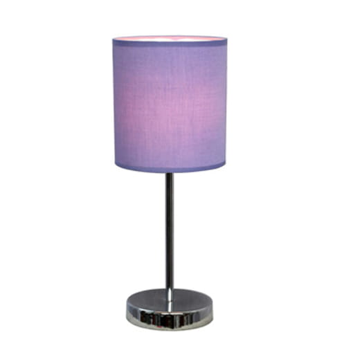 Simple Designs Chrome Basic Table Lamp with Purple Shade