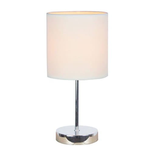 Simple Designs Chrome Mini Basic Table Lamp with White Shade