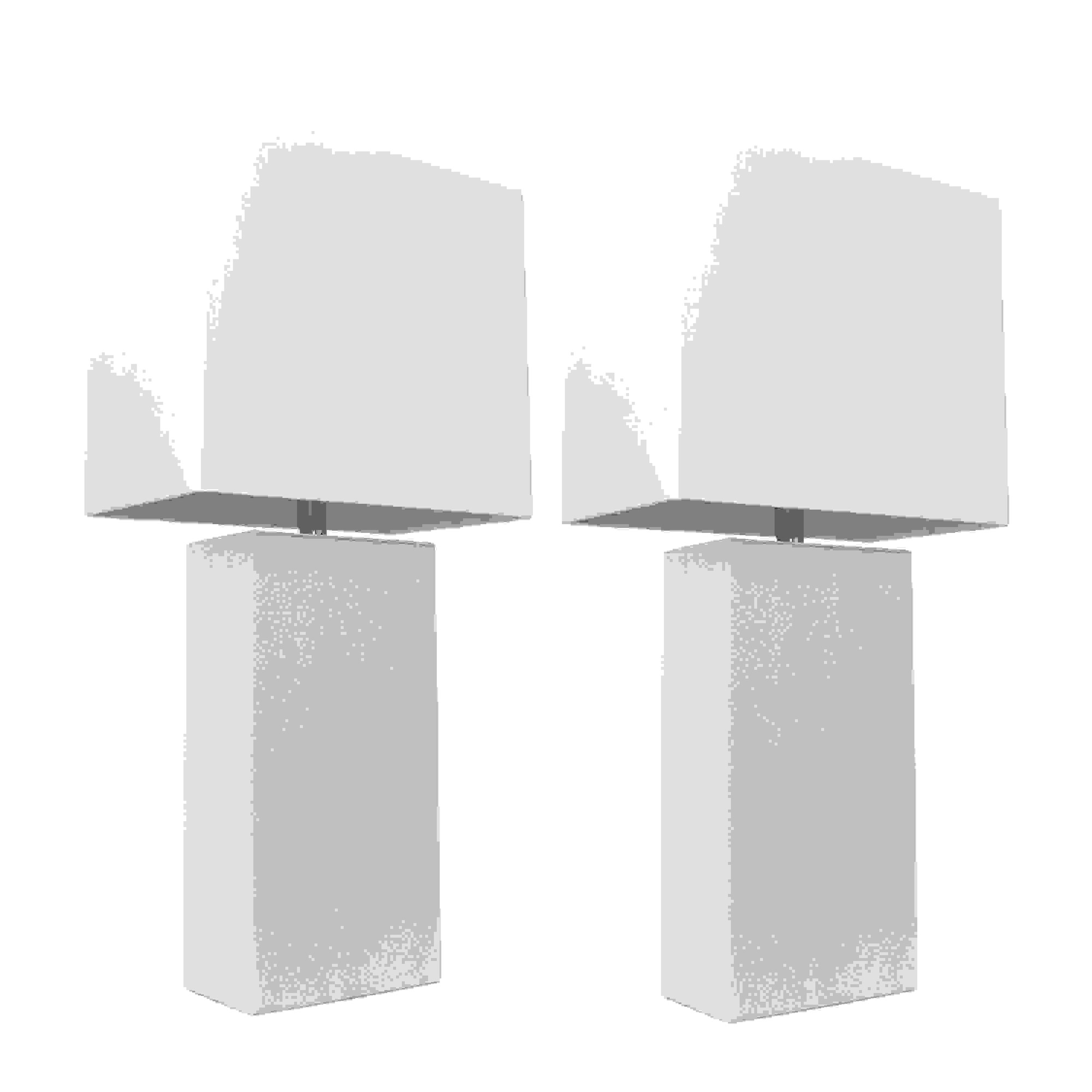 Elegant Designs 2 Pack Modern Leather Table Lamps with White Fabric Shades, White