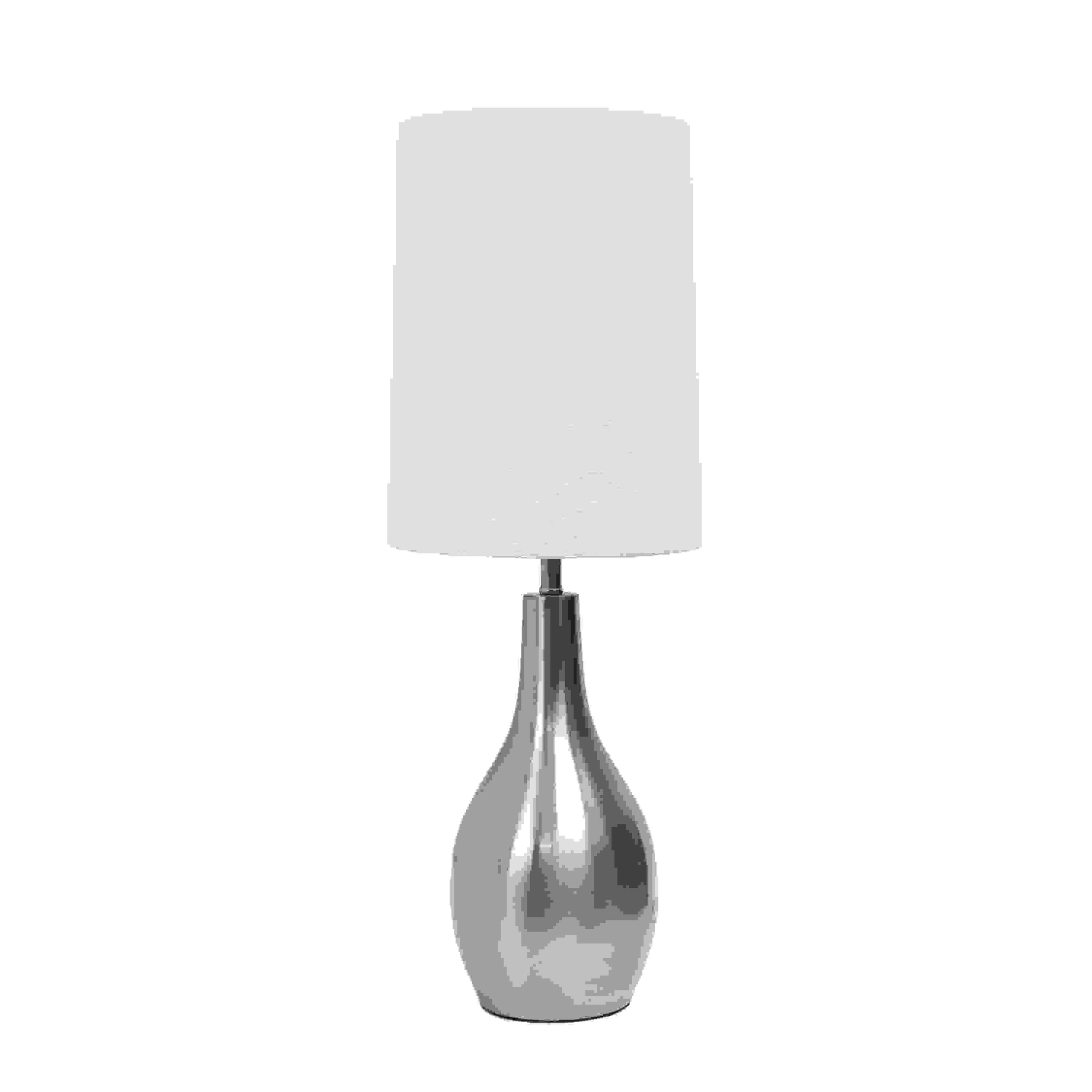 Simple Designs 1 Light Tear Drop Table Lamp, Brushed Nickel