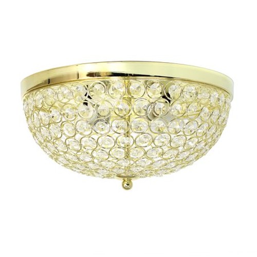 Elegant Designs 2 Light Elipse Crystal Flush Mount Ceiling Light, Gold