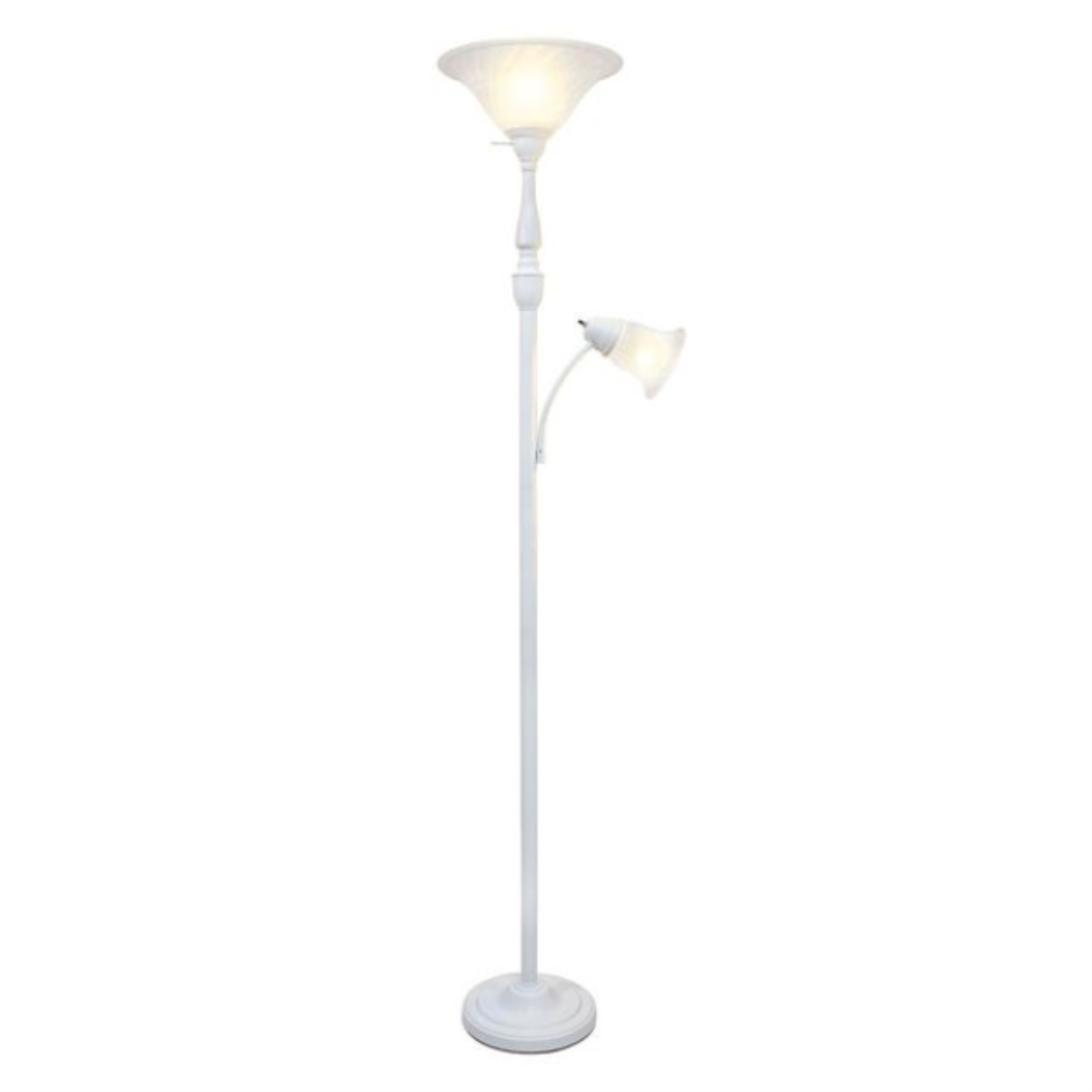 Elegant Designs 2 Light Mother Daughter Floor Lamp with White Marble Glass, White