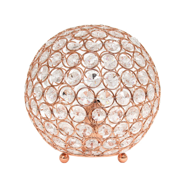 Elegant Designs Elipse 8 Inch Crystal Ball Sequin Table Lamp, Rose Gold