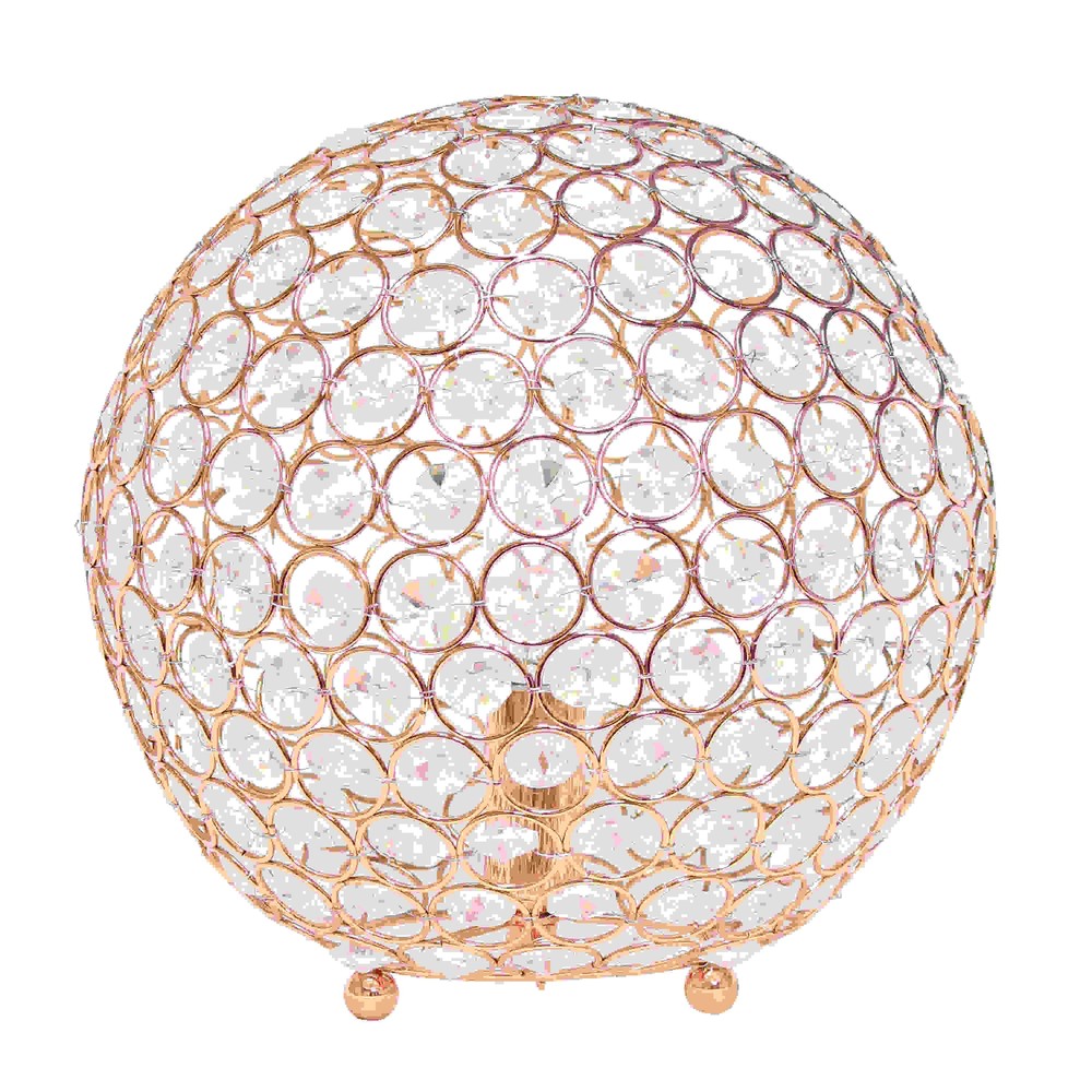 Elegant Designs Elipse 10 Inch Crystal Ball Sequin Table Lamp, Rose Gold
