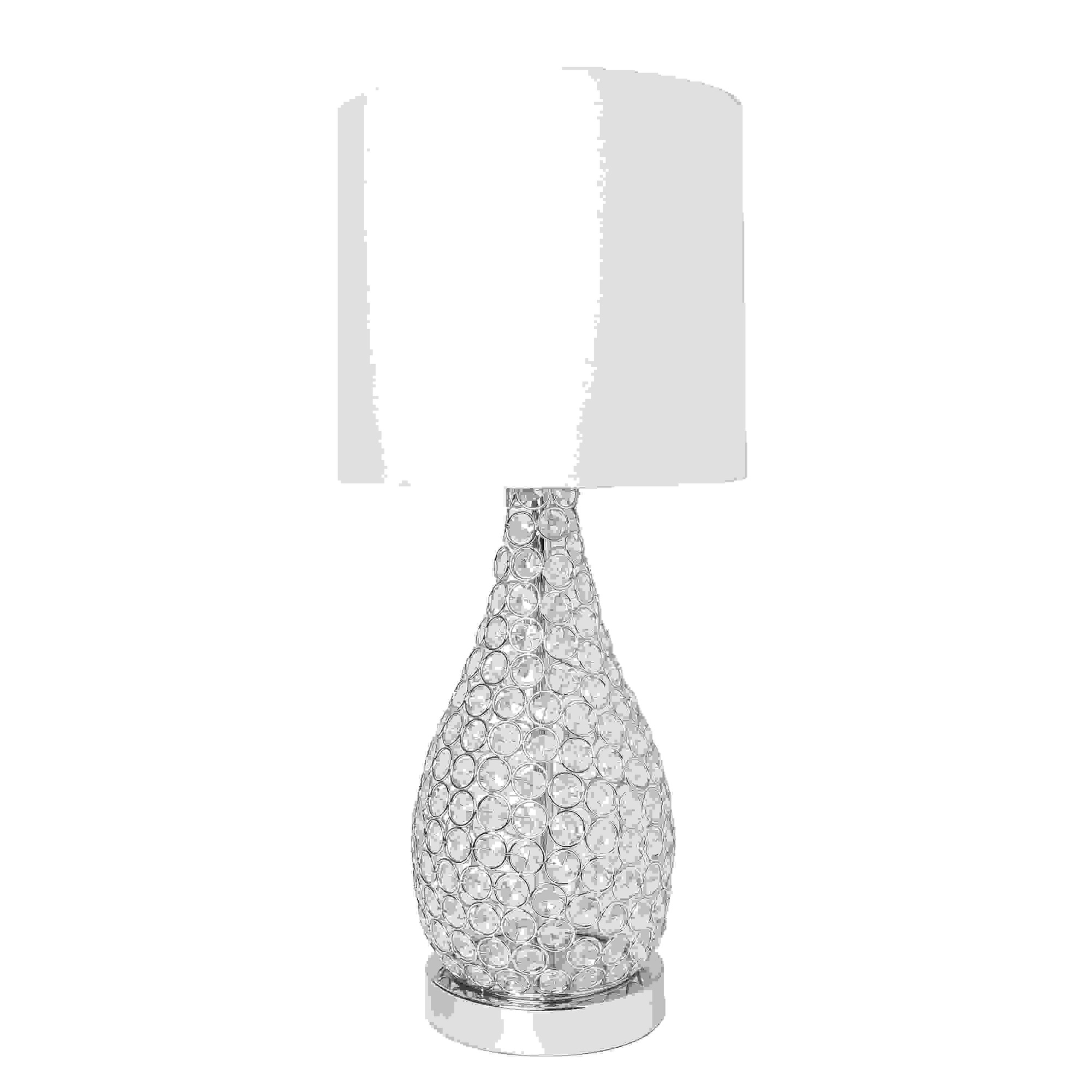 Elegant Designs Elipse Crystal Pinned Decorative Gourd Accent Table Lamp, Chrome