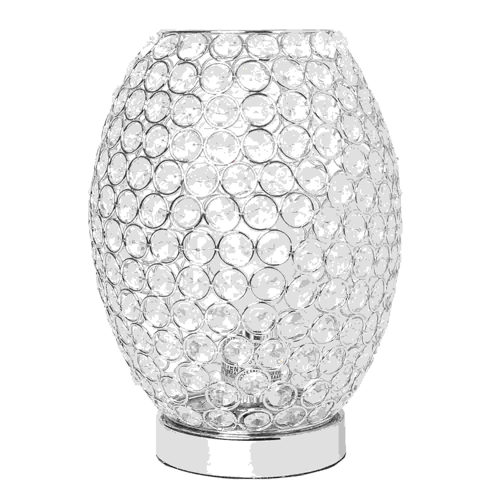 Elegant Designs Elipse Crystal Decorative Curved Accent Uplight Table Lamp, Chrome