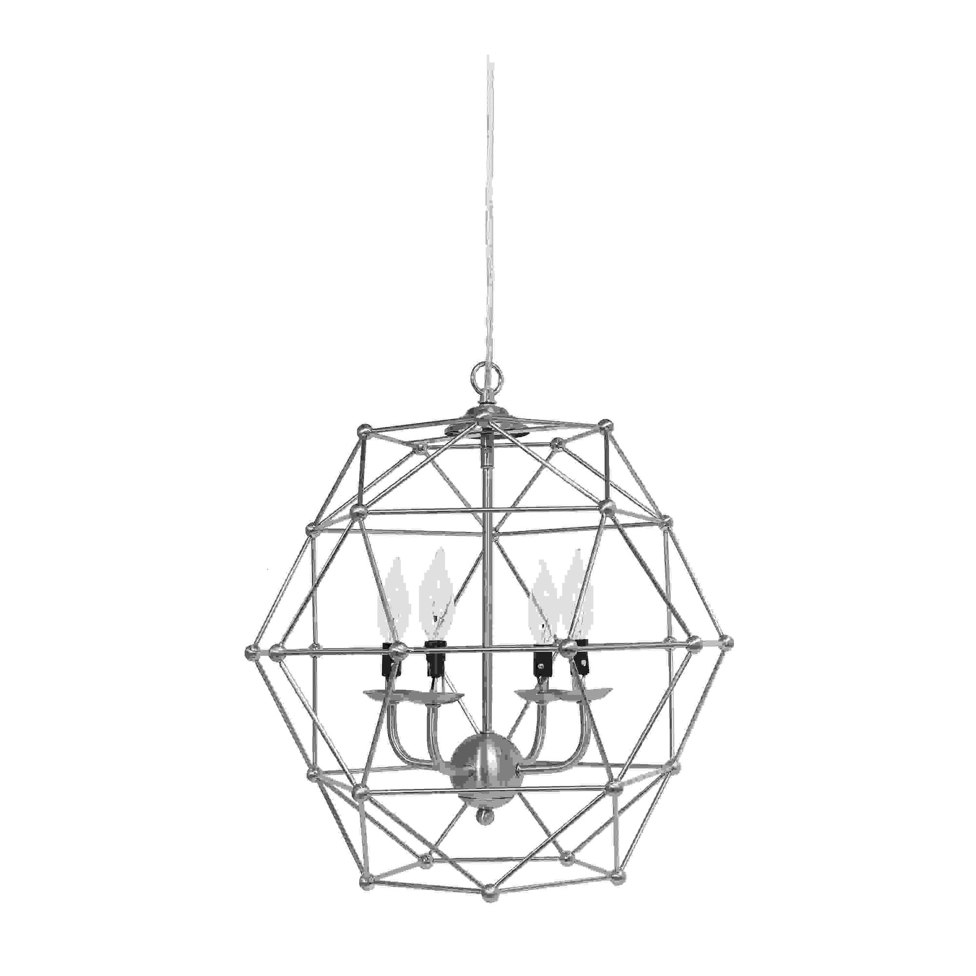 Elegant Designs 4 Light Hexagon Industrial Rustic Pendant Light, Brushed Nickel