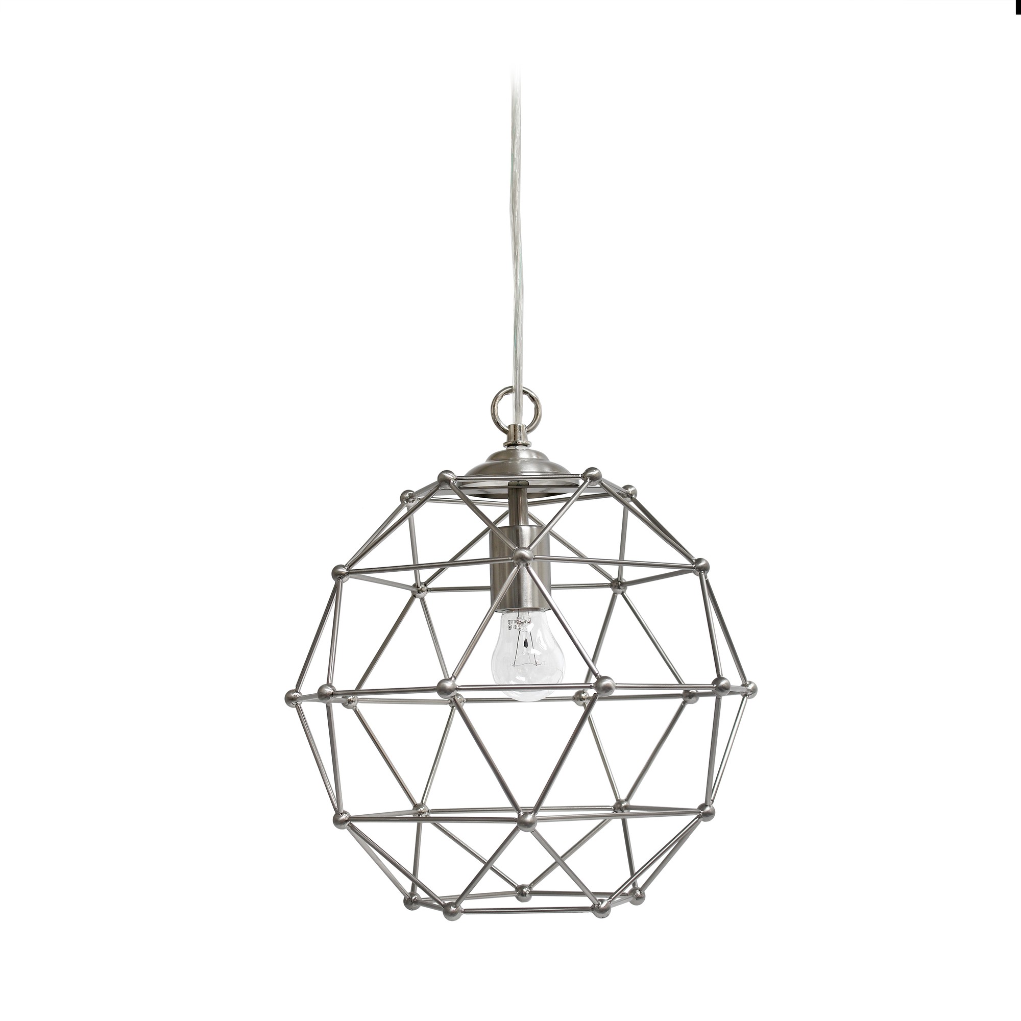 Elegant Designs 1 Light Hexagon Industrial Rustic Pendant Light, Brushed Nickel