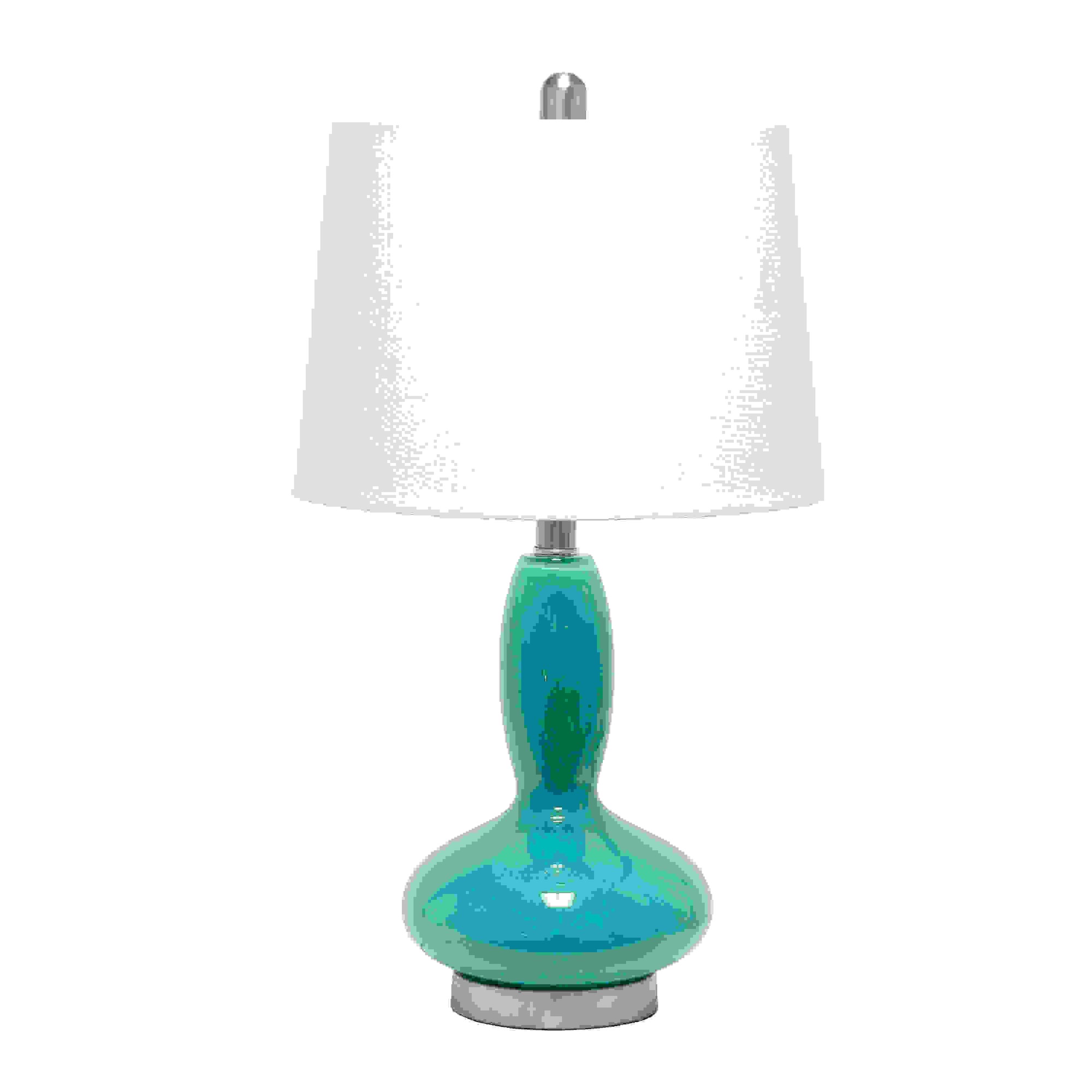  Lalia Home Glass Dollop Table Lamp with White Fabric Shade, Teal