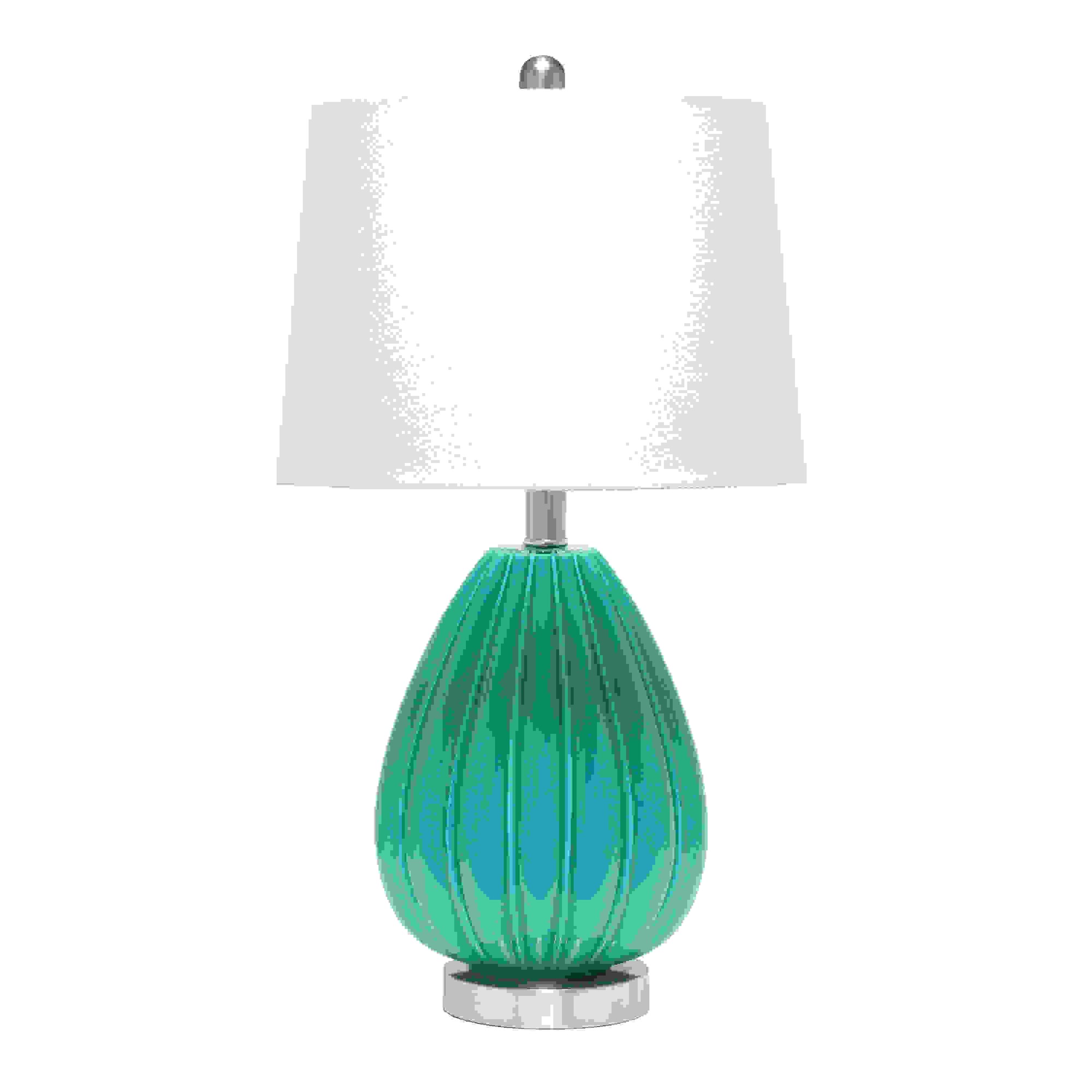  Lalia Home Pleated Table Lamp with White Fabric Shade, Teal