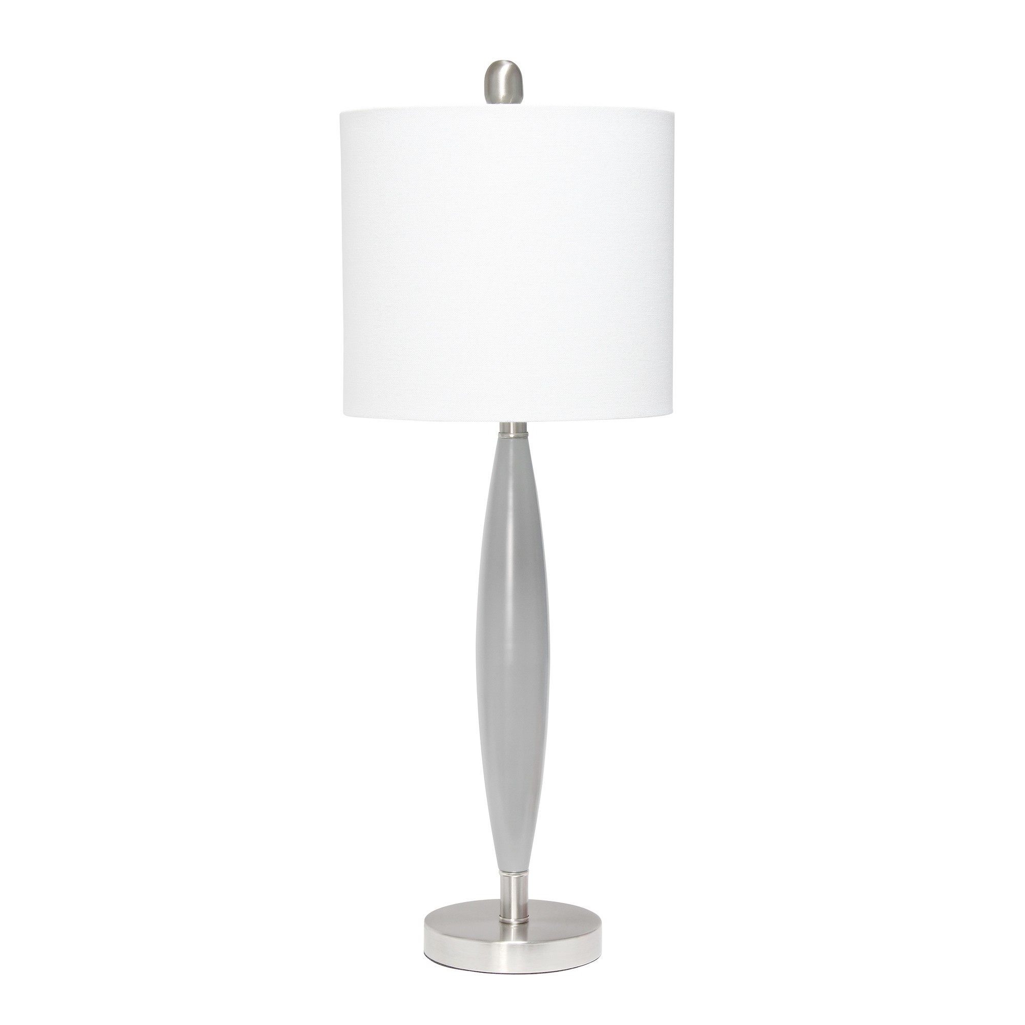  Lalia Home Stylus Table Lamp with White Fabric Shade, Gray