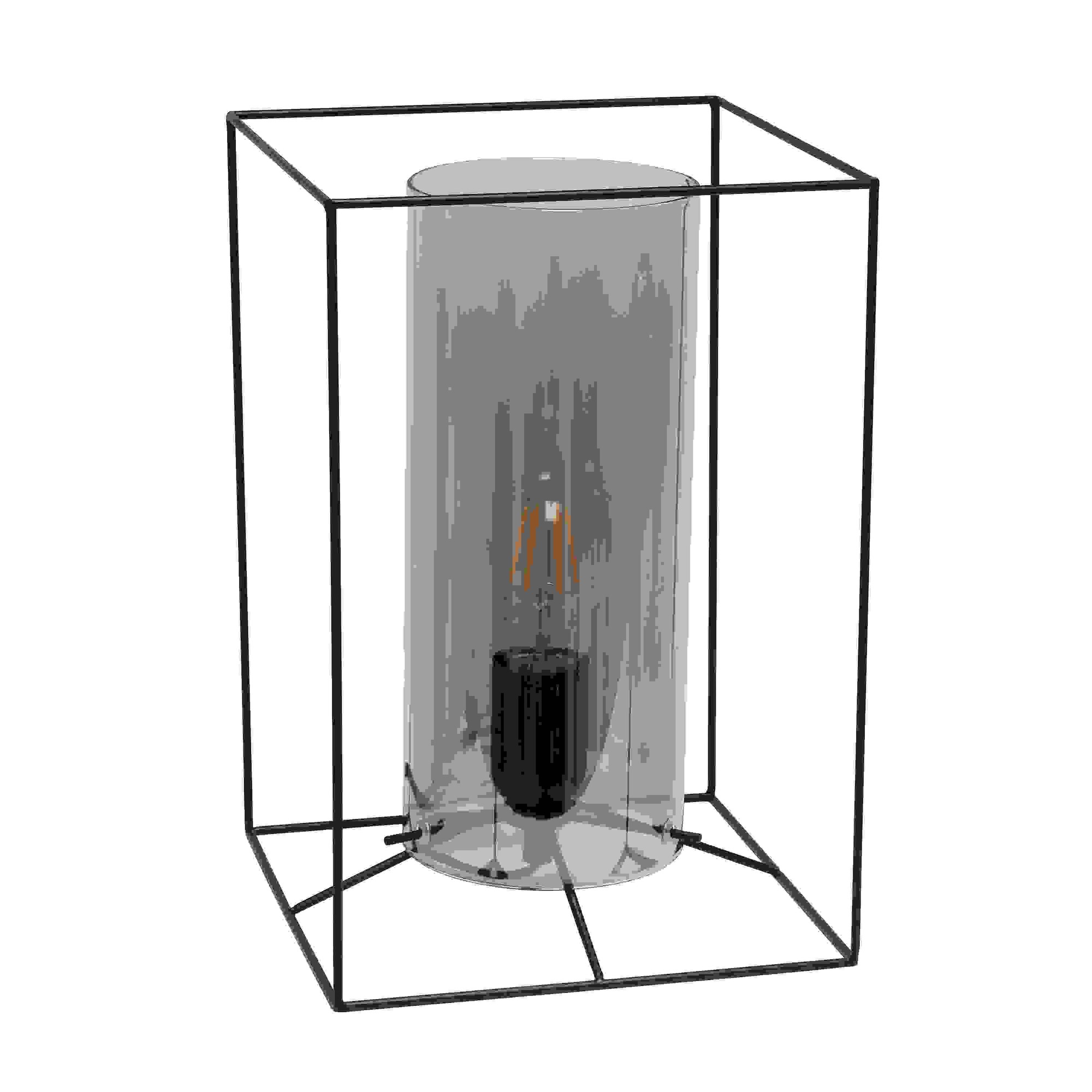  Lalia Home Black Framed Table Lamp with Smoked Cylinder Glass Shade, Large