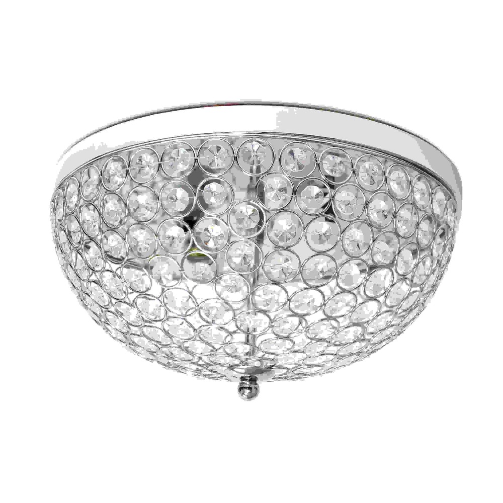  Lalia Home Crystal Glam 2 Light Ceiling Flush Mount, Chrome