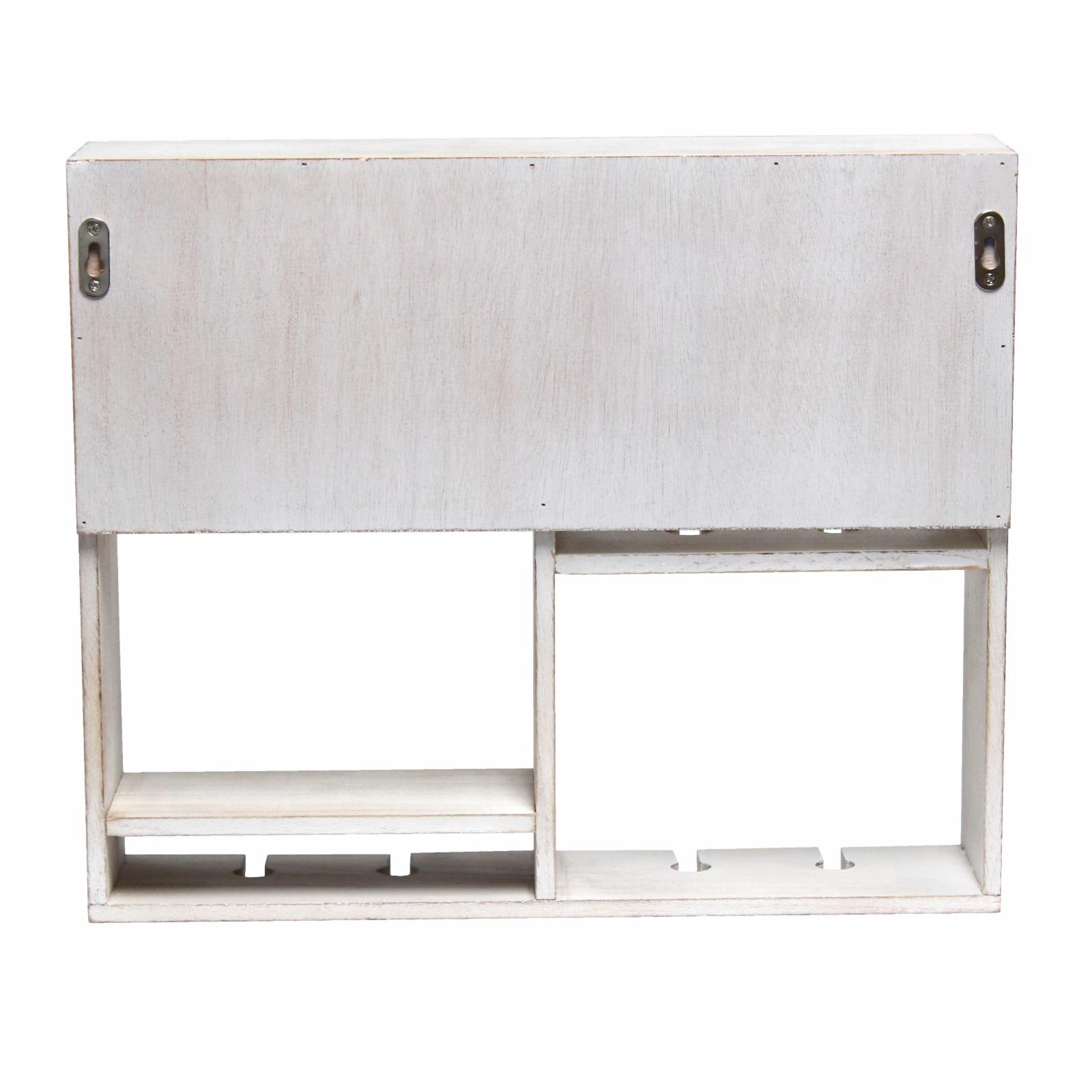 Elegant Designs Bartow Wall Mounted Wood Wine Rack Shelf with Glass Holder, White Wash