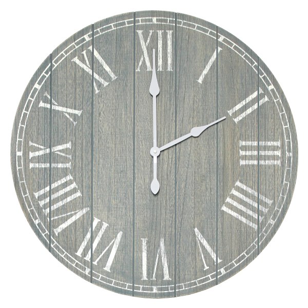 Elegant Designs Wood Plank 23" Large Rustic Coastal Wall Clock, Dark Gray Wash