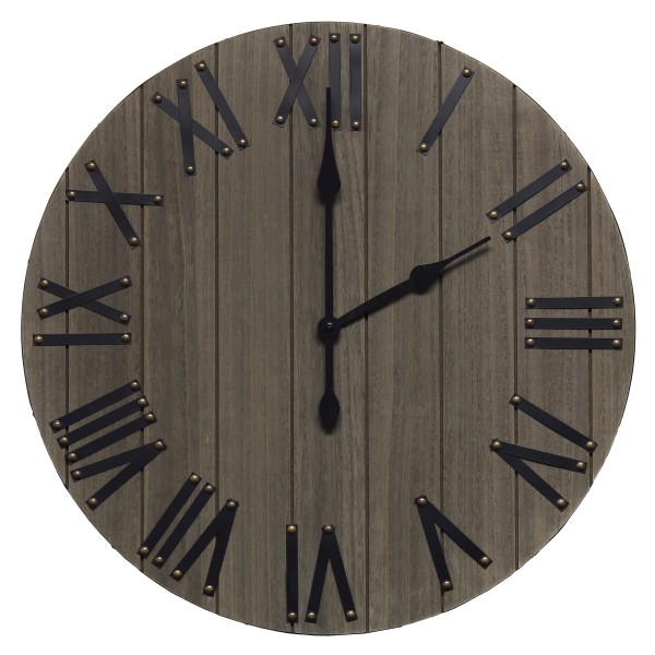Elegant Designs Handsome 21" Rustic Farmhouse Wood Wall Clock, Rustic Gray