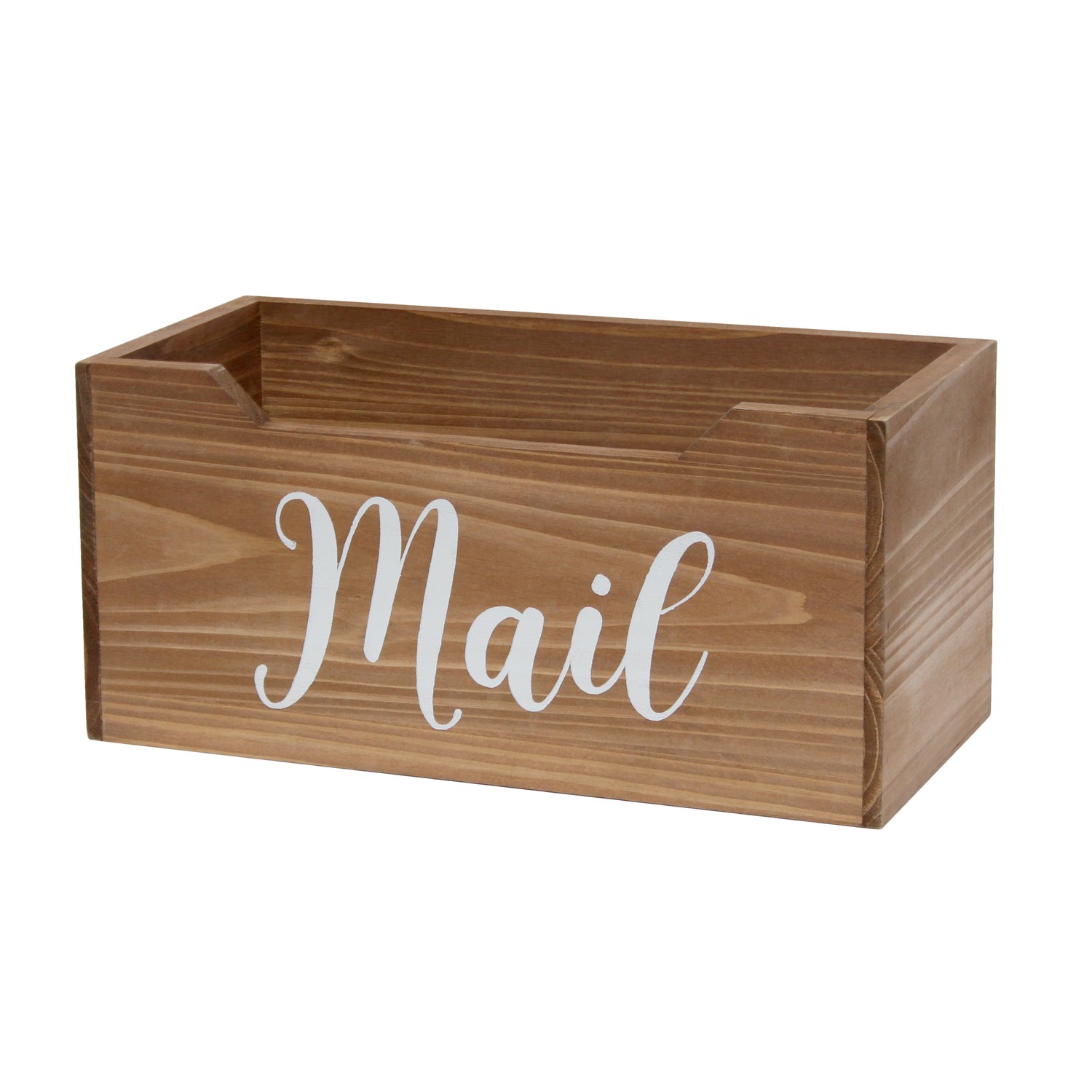 Elegant Designs Rustic Farmhouse Wooden Tabletop Decorative Script Word "Mail" Organizer Box, Letter Holder, Natural