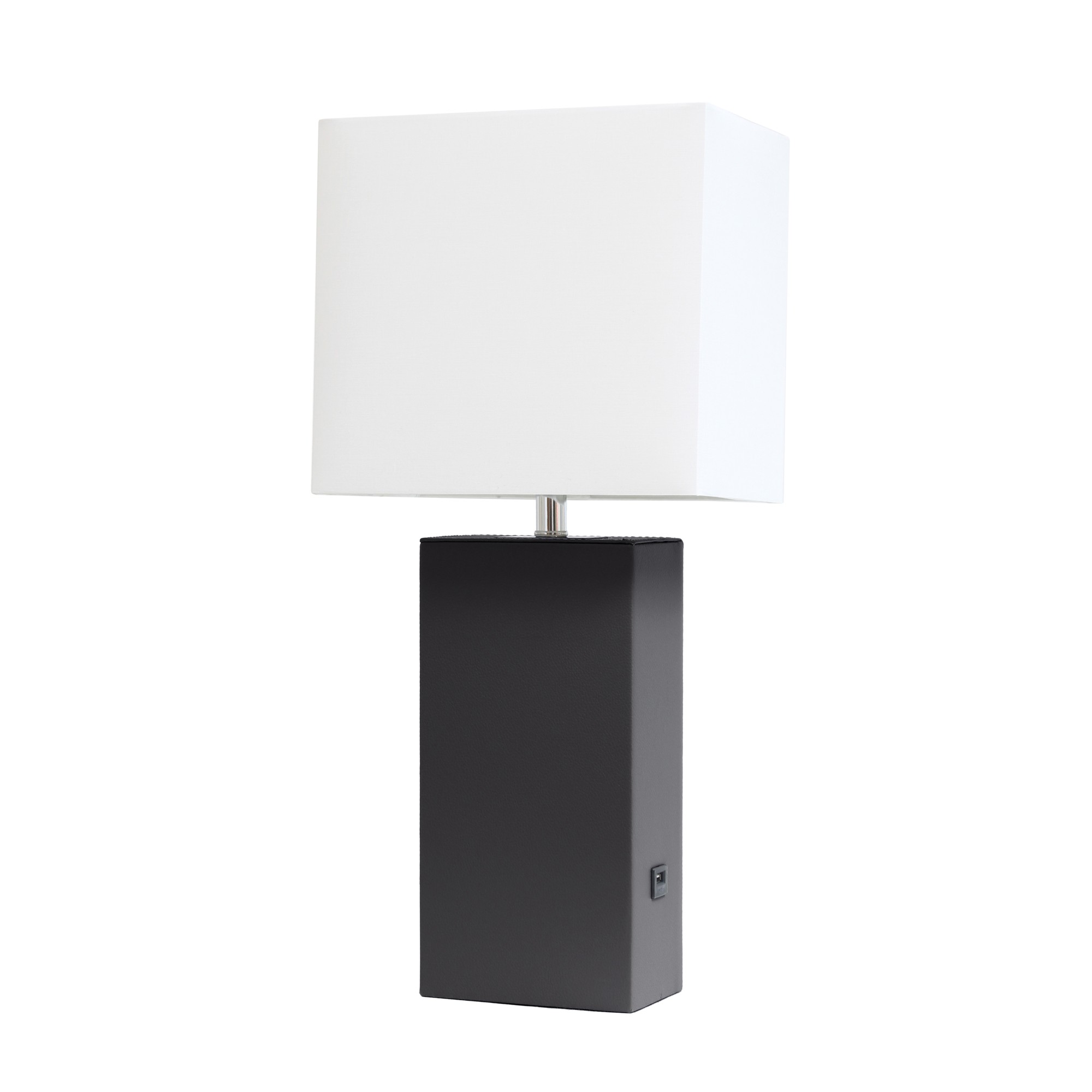 21in Table Lamp USB Charg Port White Shade Black