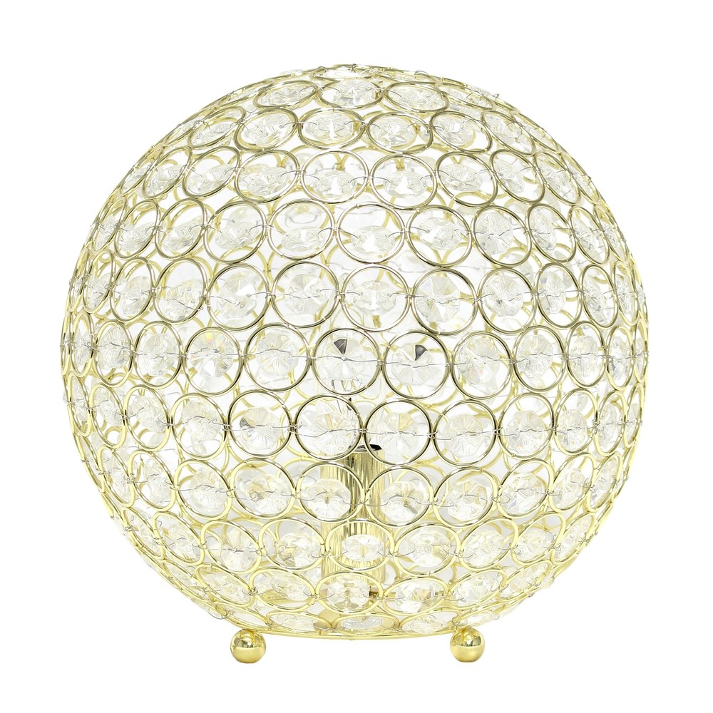10in Metal Crystal Round Table Lamp Gold