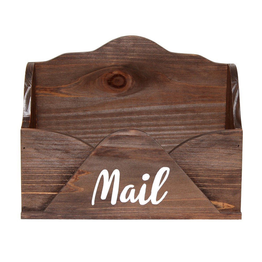 Desktop Letter Holder "Mail" Script in Wht, Brown