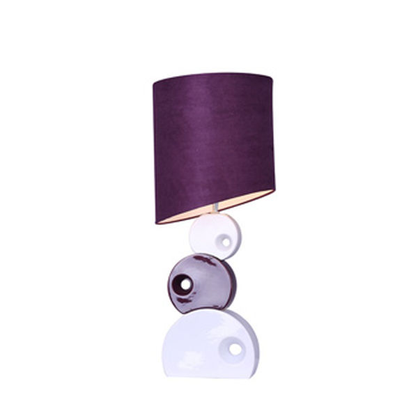 Elegant Designs Purple & White Stacked Circle Ceramic Table Lamp with Asymmetrical Shade