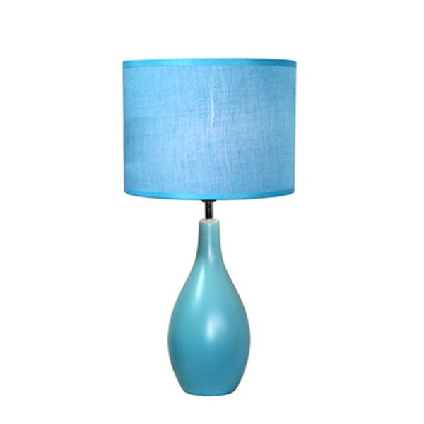 Simple Designs Blue Oval Base Ceramic Table Lamp