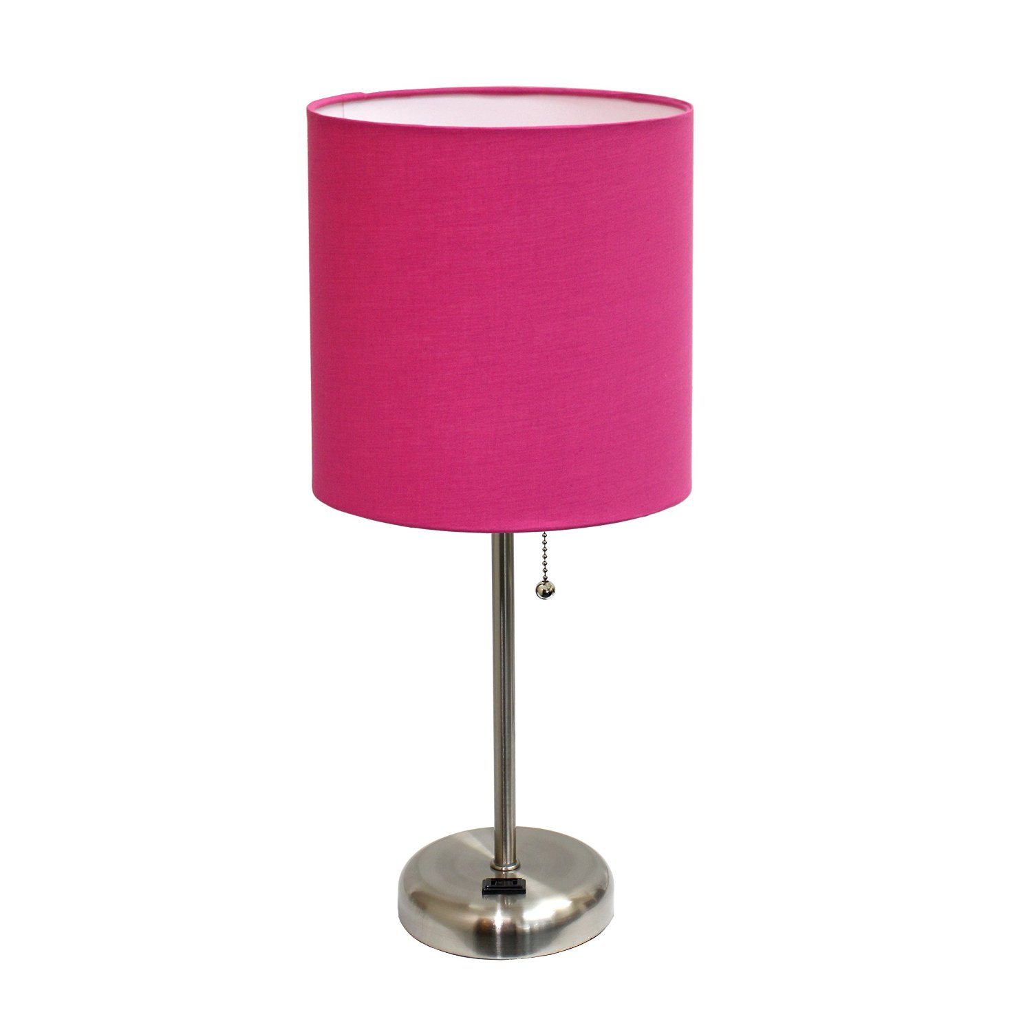 Simple Designs Stick Lamp with Charging Outlet and Fabric Shade