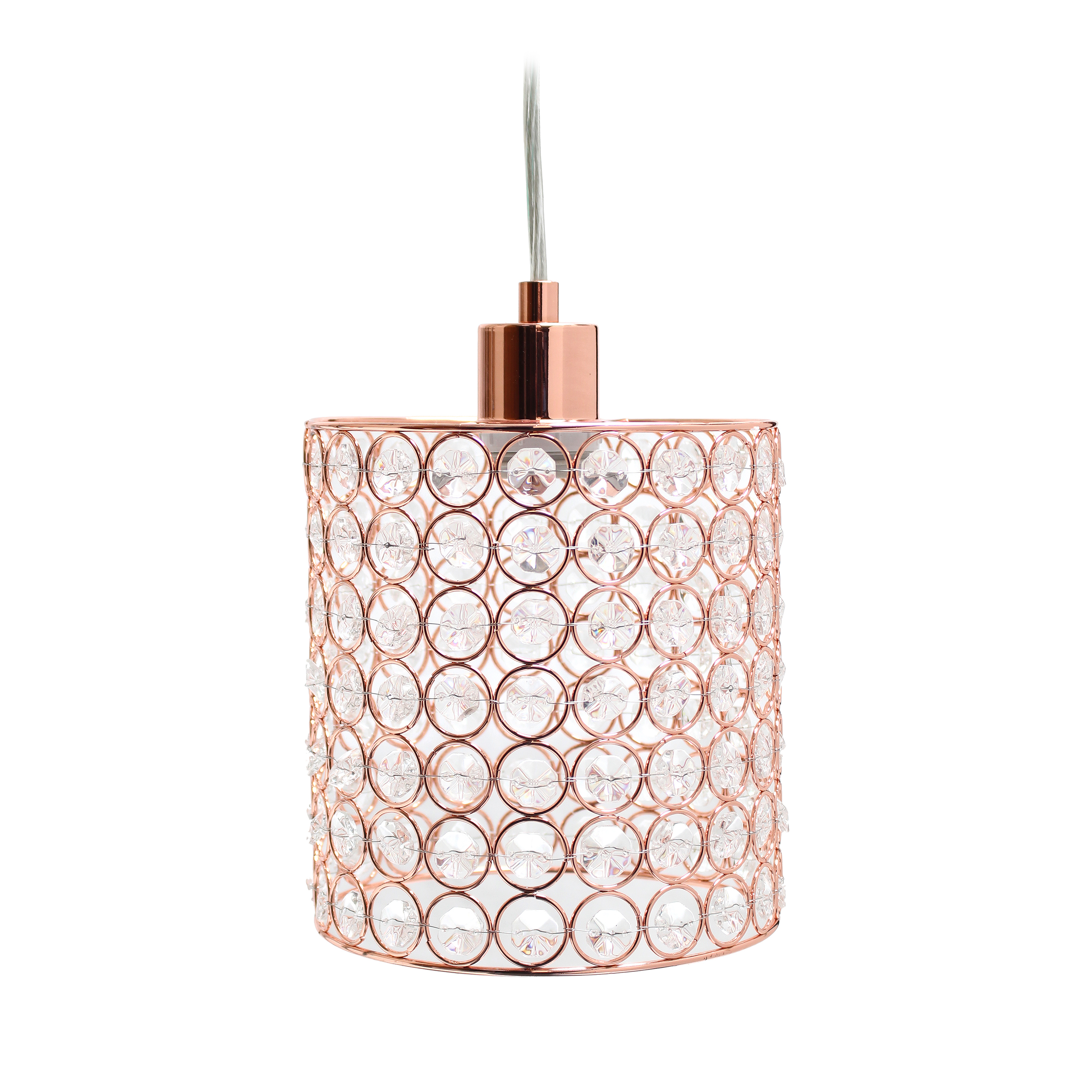 Elegant Designs 1 Light Elipse Crystal Cylinder Pendant, Rose Gold 