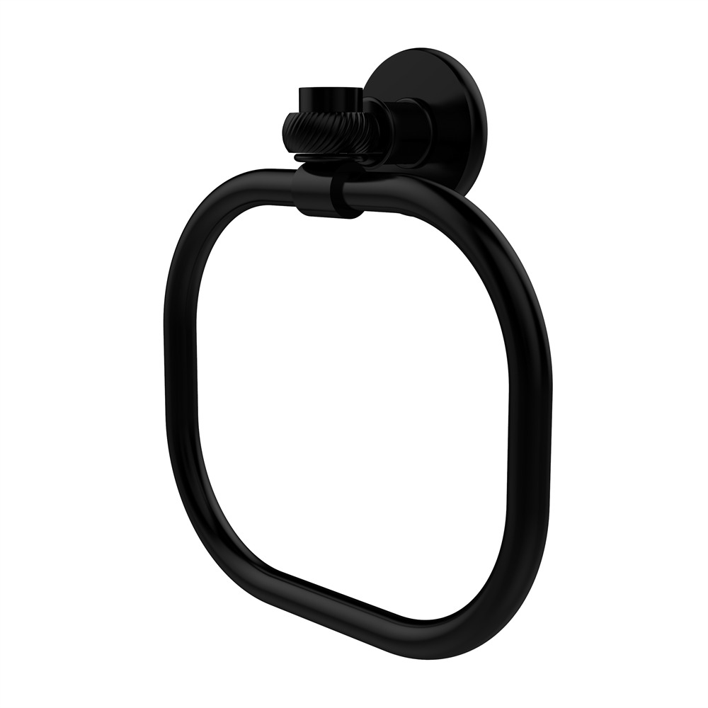 2016T-BKM Continental Collection Towel Ring with Twist Accents, Matte Black