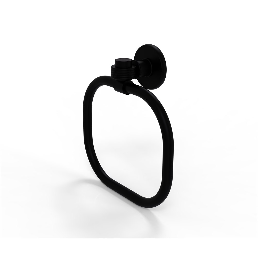 2016G-BKM Continental Collection Towel Ring with Groovy Accents, Matte Black