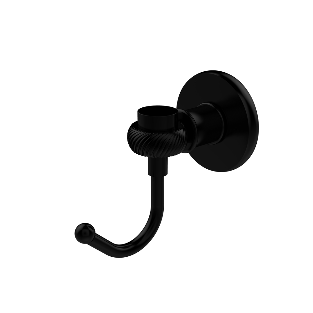 2020T-BKM Continental Collection Robe Hook with Twist Accents, Matte Black