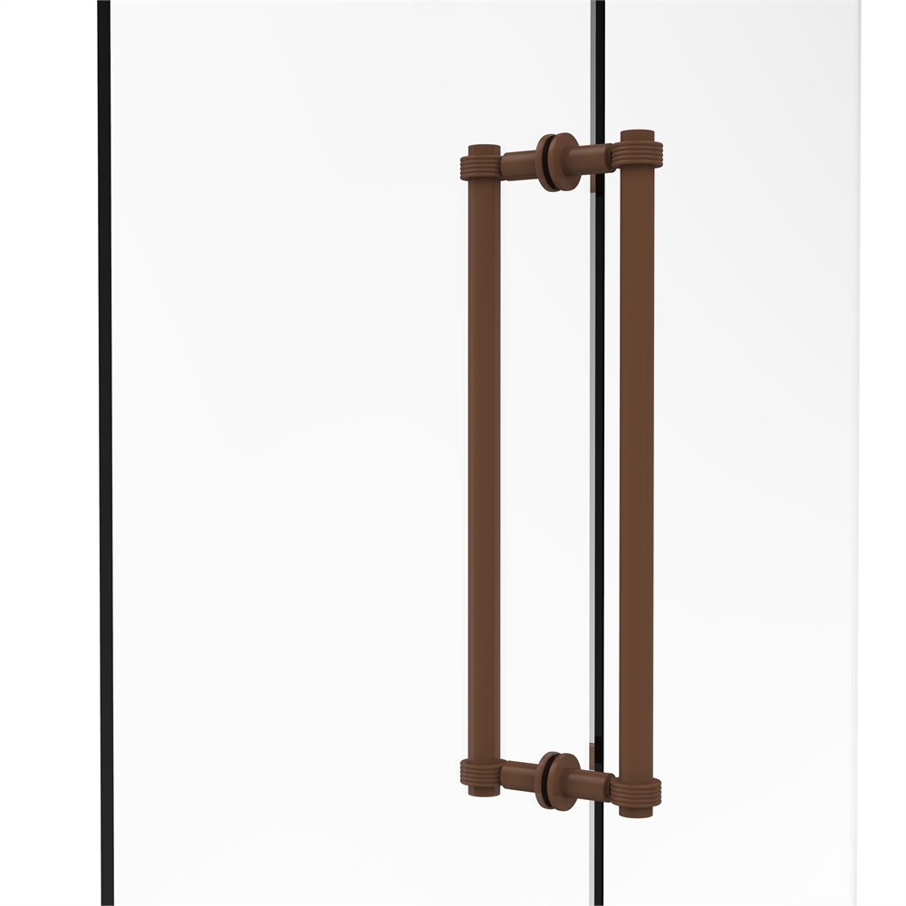 404G-18BB-ABZ Contemporary 18 Inch Back to Back Shower Door Pull with Grooved Accent, Antique Bronze
