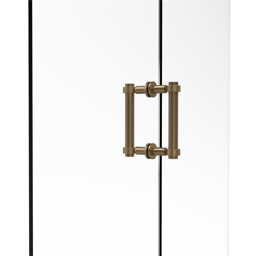 404G-6BB-BBR Contemporary 6 Inch Back to Back Shower Door Pull with Grooved Accent, Brushed Bronze