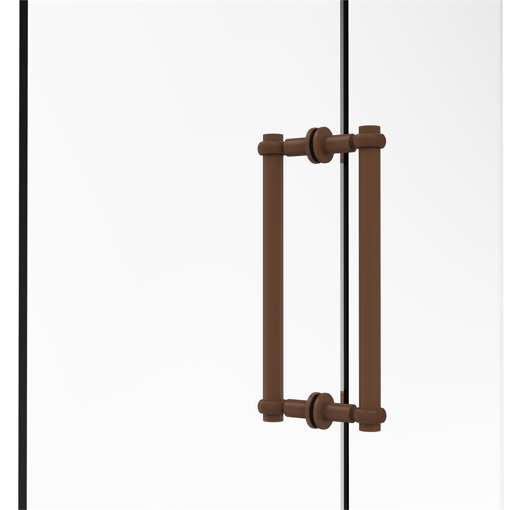 404T-12BB-ABZ Contemporary 12 Inch Back to Back Shower Door Pull with Twisted Accent, Antique Bronze