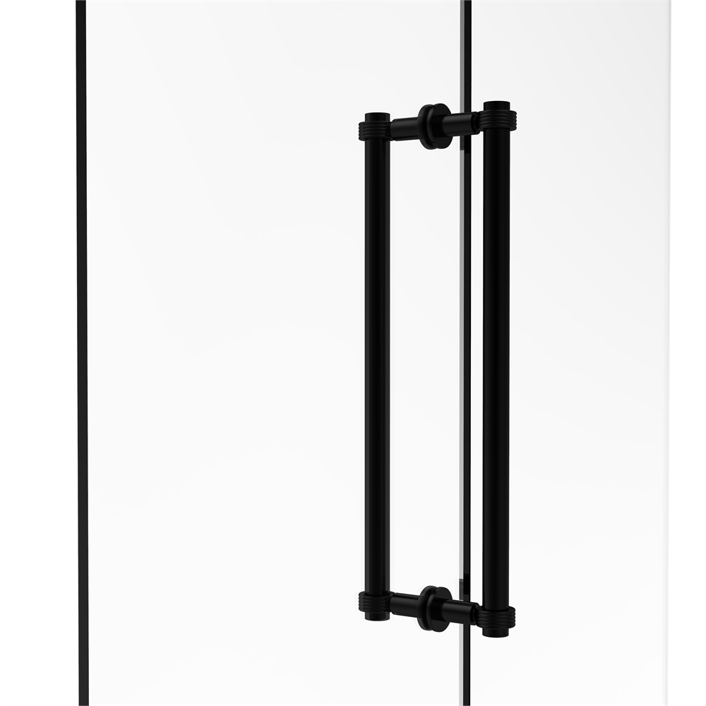 404G-18BB-BKM Contemporary 18 Inch Back to Back Shower Door Pull with Grooved Accent, Matte Black