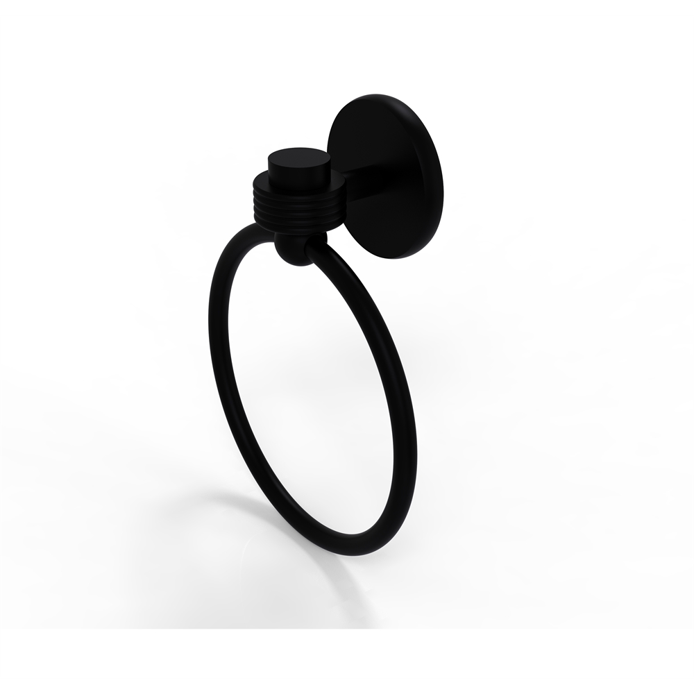 7116G-BKM Satellite Orbit One Collection Towel Ring with Groovy Accent, Matte Black