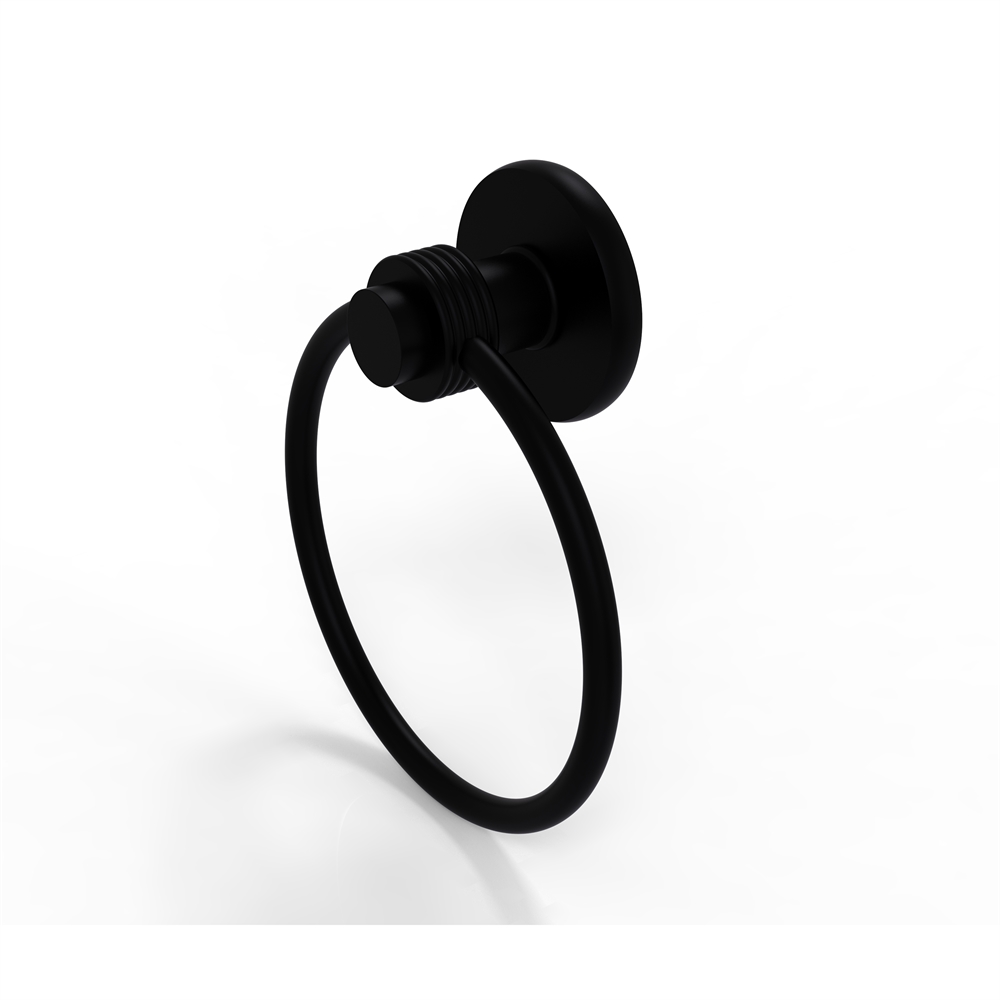 916G-BKM Mercury Collection Towel Ring with Groovy Accent, Matte Black
