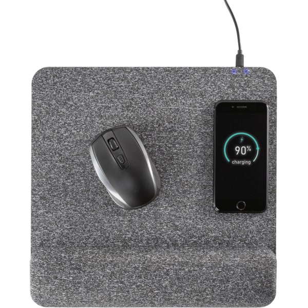 Allsop PowerTrack Plush Wireless Charging Mousepad - (32304) - 1.85" x 11.60" Dimension - Gray - Memory Foam - 1 Pack Retail - M